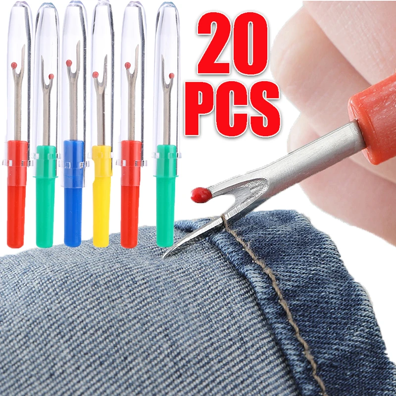 20/1PCS Sewing Thread Remover Plastic Handle Cross-Stitch Craft Thread Cutter Stitch Unpicker Tool With Cover Sewing Accessories