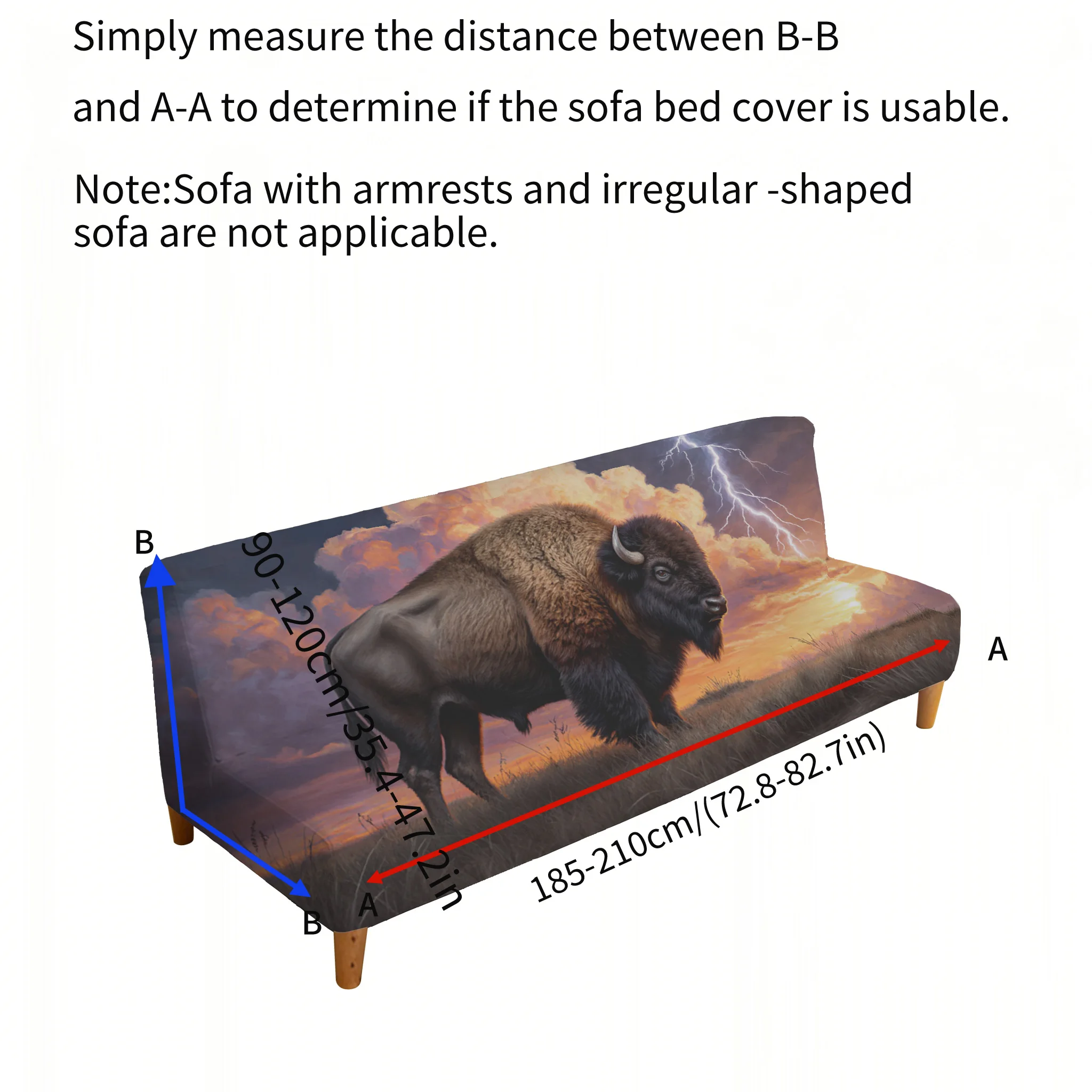 Domineering American bison printed sofa bed cover, living room sofa bed cover, dustproof machine washable sofa bed cover