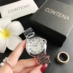 New Top Brand Luxury Stainless Steel Men and Women Luxury Atmosphere Quartz Watches Fashion Women Date Watch Suit Gift for Women