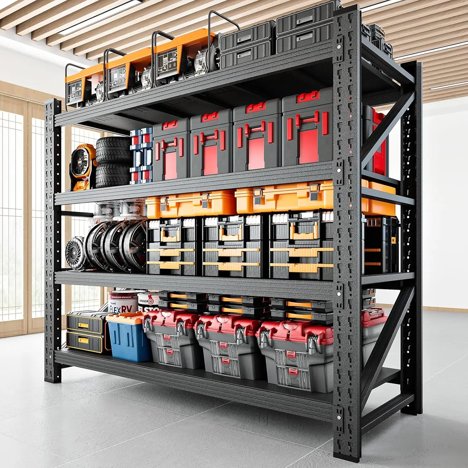 

3000LBS Storage Shelves,48" W Garage Shelving Heavy Duty Metal Adjustable Garage Shelves, Shelving Units Industrial Shelving
