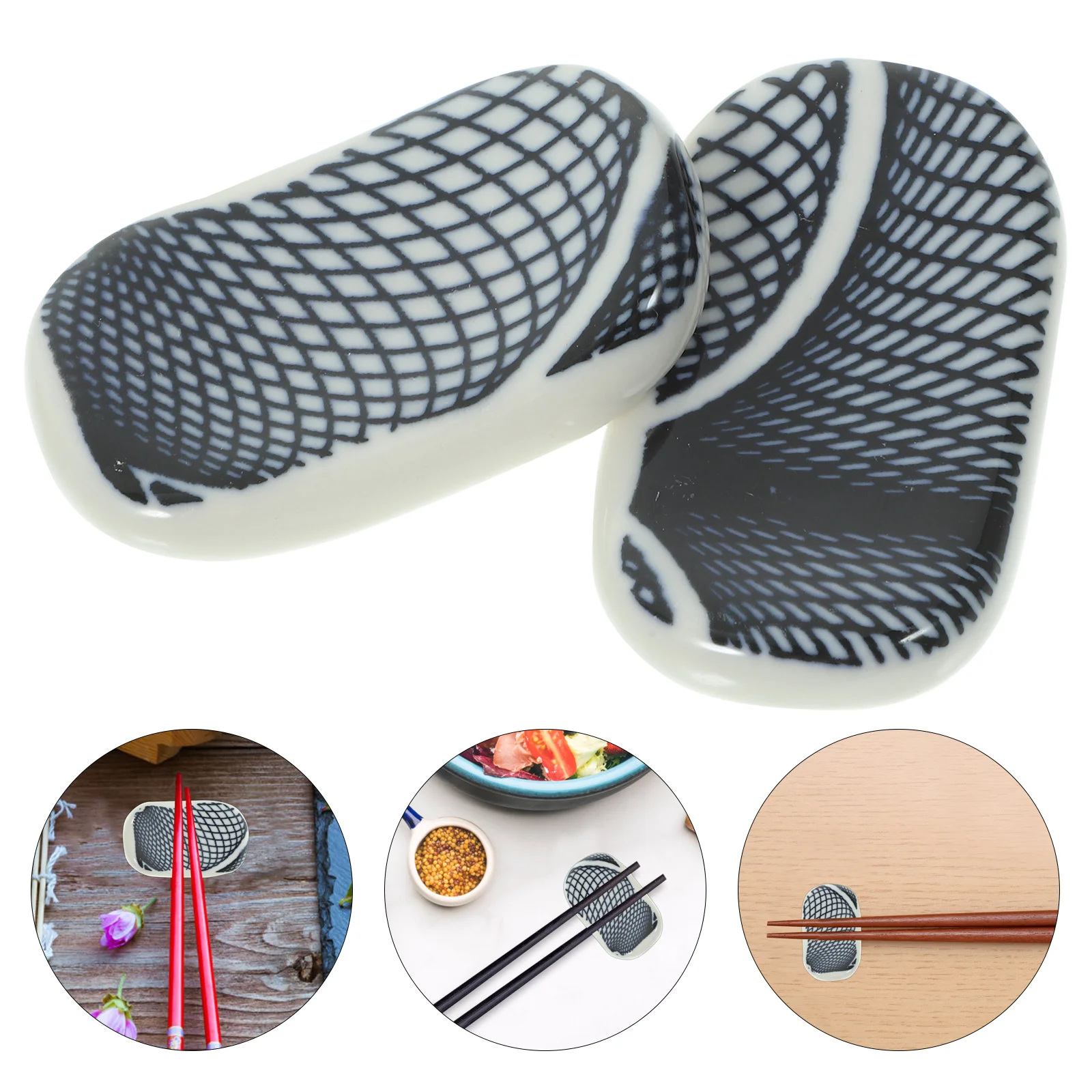 

2Pcs Elegant Ceramic Chopstick Rest Spoon Fork Holder Easy Clean Dishwasher Safe Stand Chopstick Rest Chopsticks Holders