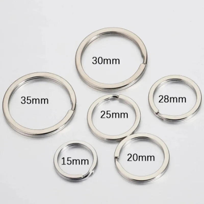 20Pcs Split Jump Rings Metal Hook for Keychain Making DIY Flat Key Ring Double Layer Glossy Car Keychain Accessories