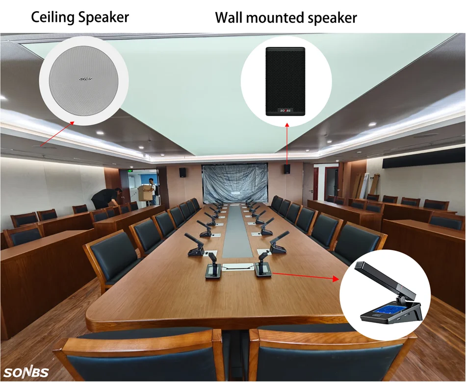 Audio Conference System with Voting Interpretation 360 Degree Camera & Sound Bar for Meeting