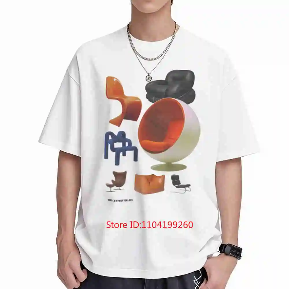 Vintage 90S Mid Century Chairs Short Sleeve Tee 100% Cotton T-Shirt
