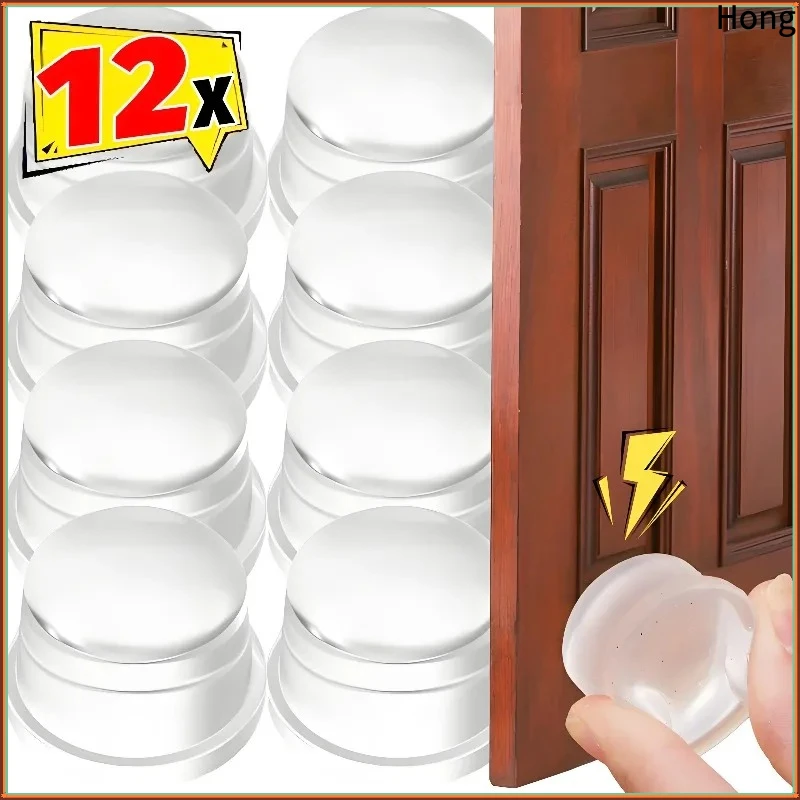 1/12PCS Clear Door Stops Silicone Self Adhesive Door Handle Bumper Non-slip Shock Wall Protector Muffler Furniture Protector Pad