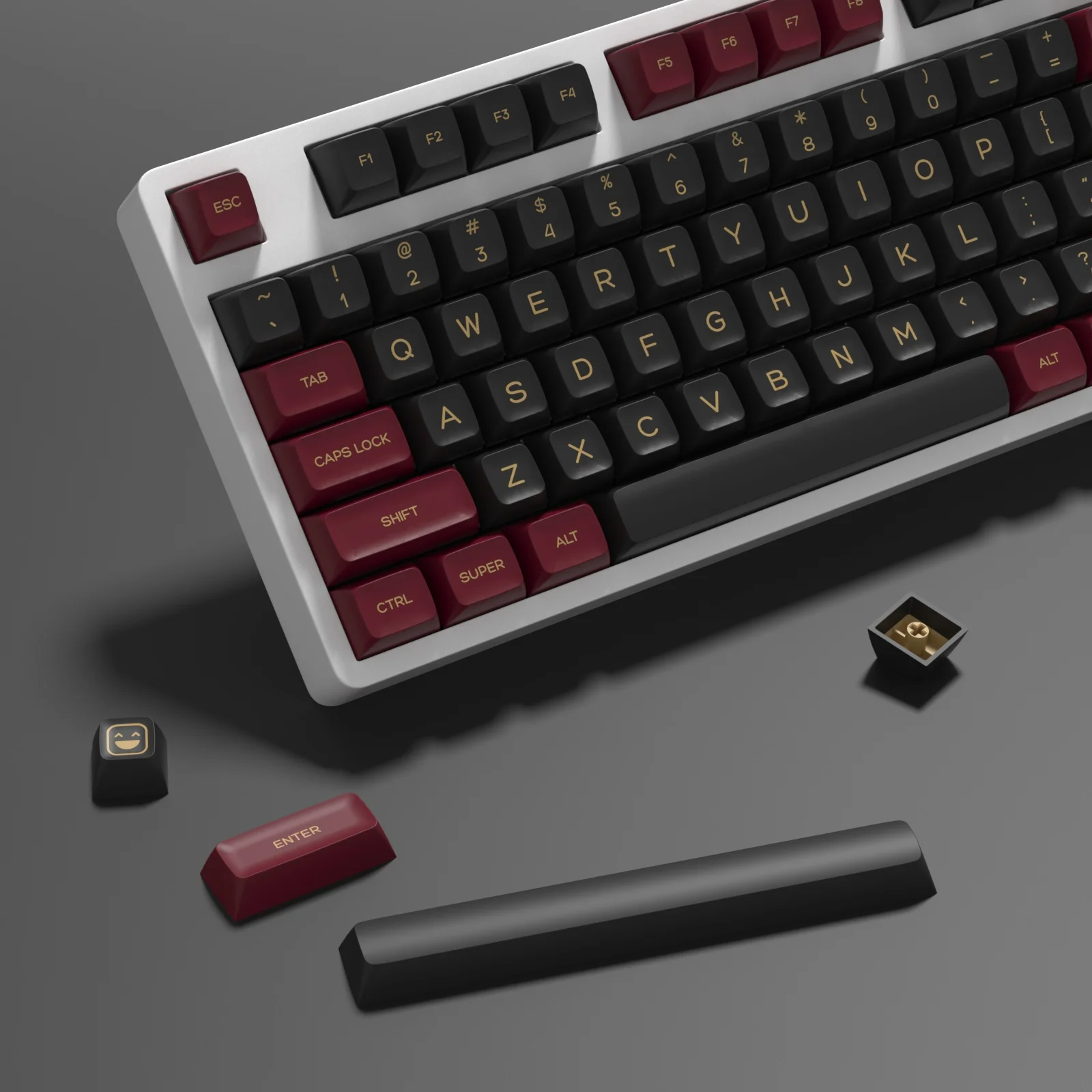 Imagem -02 - Kbdiy-teclado Mecânico Keycap Perfil SA Preto e Vermelho Pbt Double Shot Faça Você Mesmo Custom 61 68 84 87 100 104 98