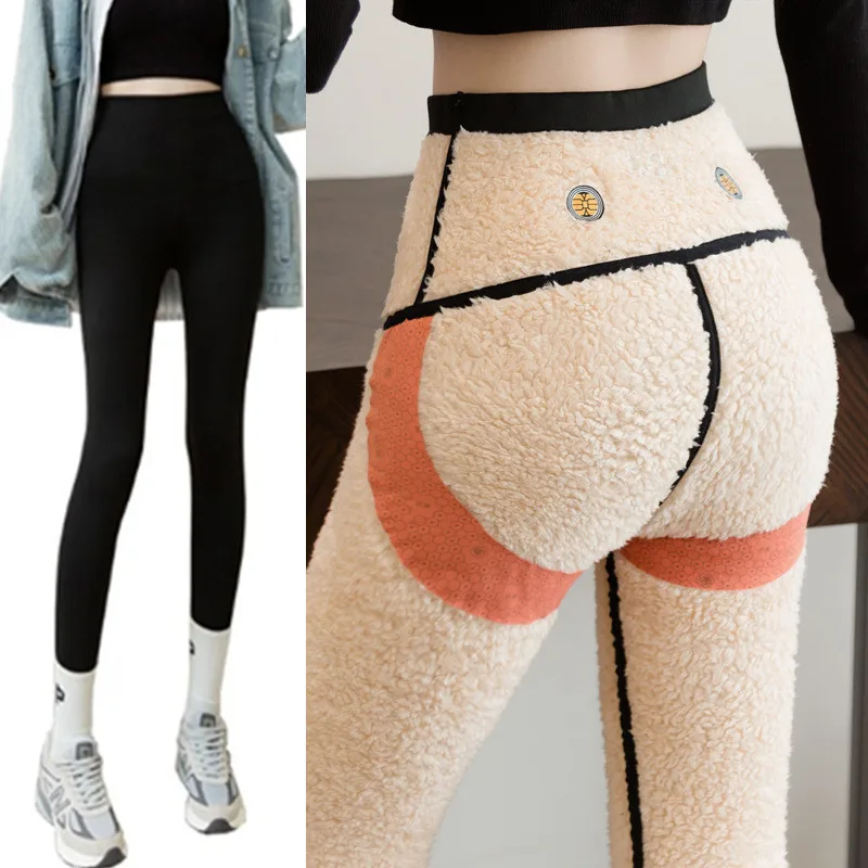 Cloud Velvet Thickened Women's Pants Sharkskin Design Fleece Lined Warm Tummy Control Butt Enhancing plus Size Base Layer Pants