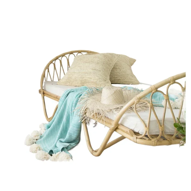 B & B single child bed ins Nordic Japanese rattan bed rattan chair sofa bed
