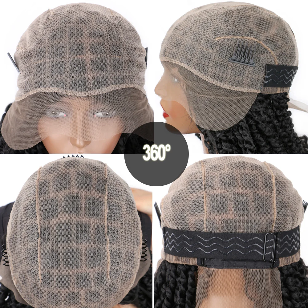 Parrucca piena in pizzo ondulato Gypsy Locs con i capelli del bambino 24 pollici parrucca sintetica marrone Ombre senza nodi morbida finta Locs parte quadrata parrucca Dreadlock