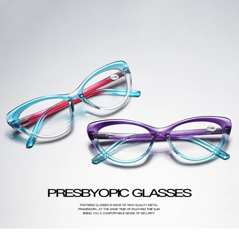 2024 Schmetterling Presbyopie Frauen Brille lila grün Katzenauge Lesebrille Rahmen blaues Licht blockierende Lesebrille für Männer – Detail 3