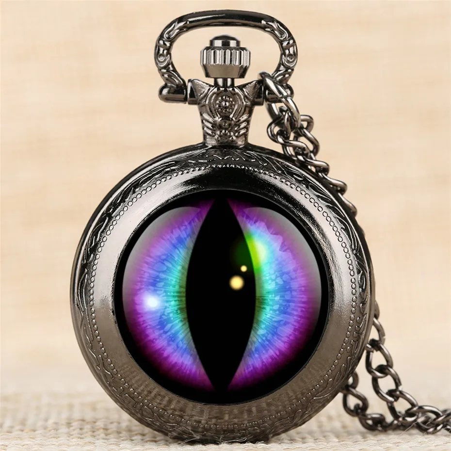 

Vintage Eye Pattern Mini Pocket Watch Design with Necklace Pendant, Precise Quartz Movement Watch,Gift Watch for Male Kids
