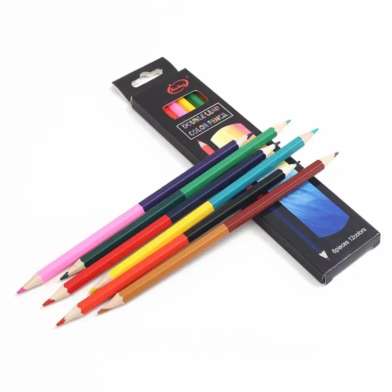 12/24 colors Dunble heads Pencil Set Sketching Drawing Color Lead for kids Beginners Home School Art Stationery Supply