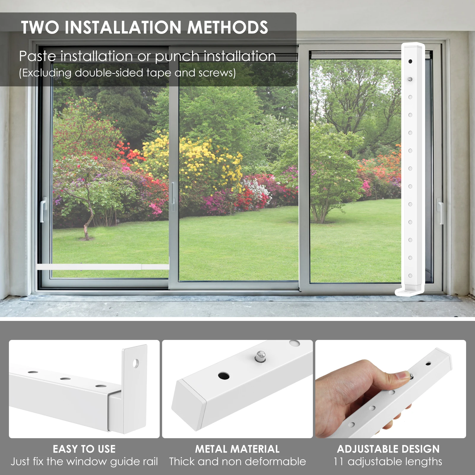 Picture 5: Window Lock Bar Adjustable Security Bar Metal Window Stopper For Child Safety Sliding Door Safety Rail Extends from 16-29inch