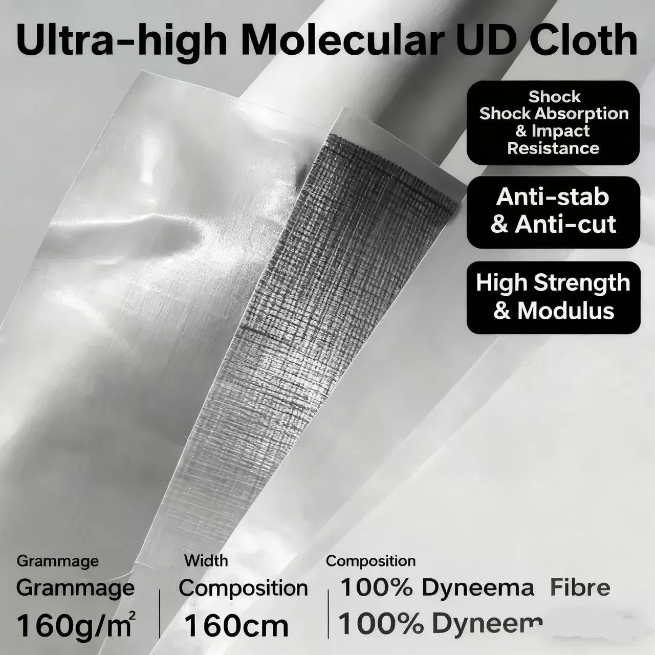 Ultrahigh Molecular Weight Polyethylene (UHMWPE) Woven Bulletproof and Blast-Resistant Fabric (UD Fabric) Impact-Resistant