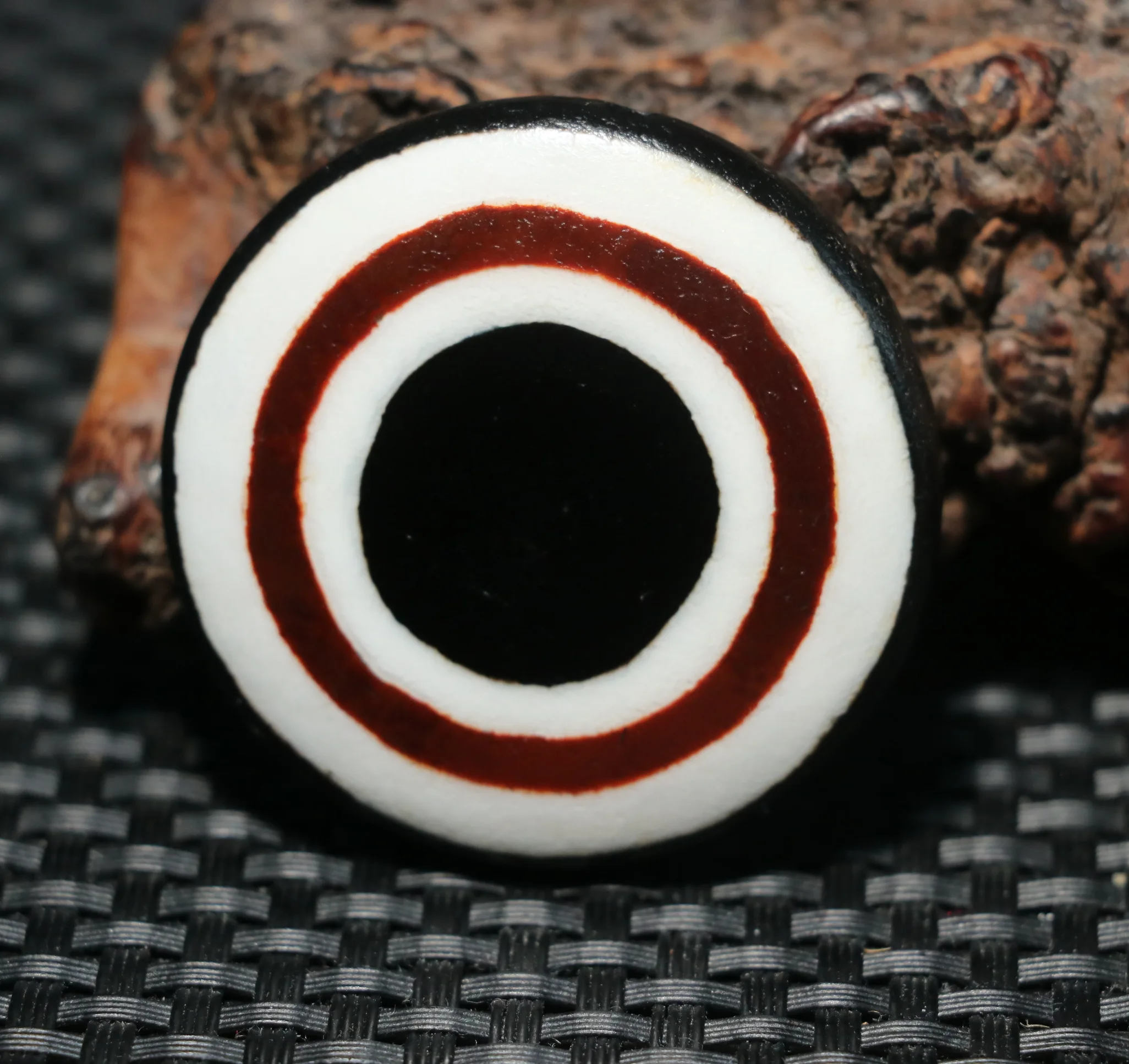 Ultra Magic Energy Tibetan Old Agate Colorful Big Fortune Coin Shape Goat Eyed dZi Bead Pendant Amulet LS TIMESTOWN