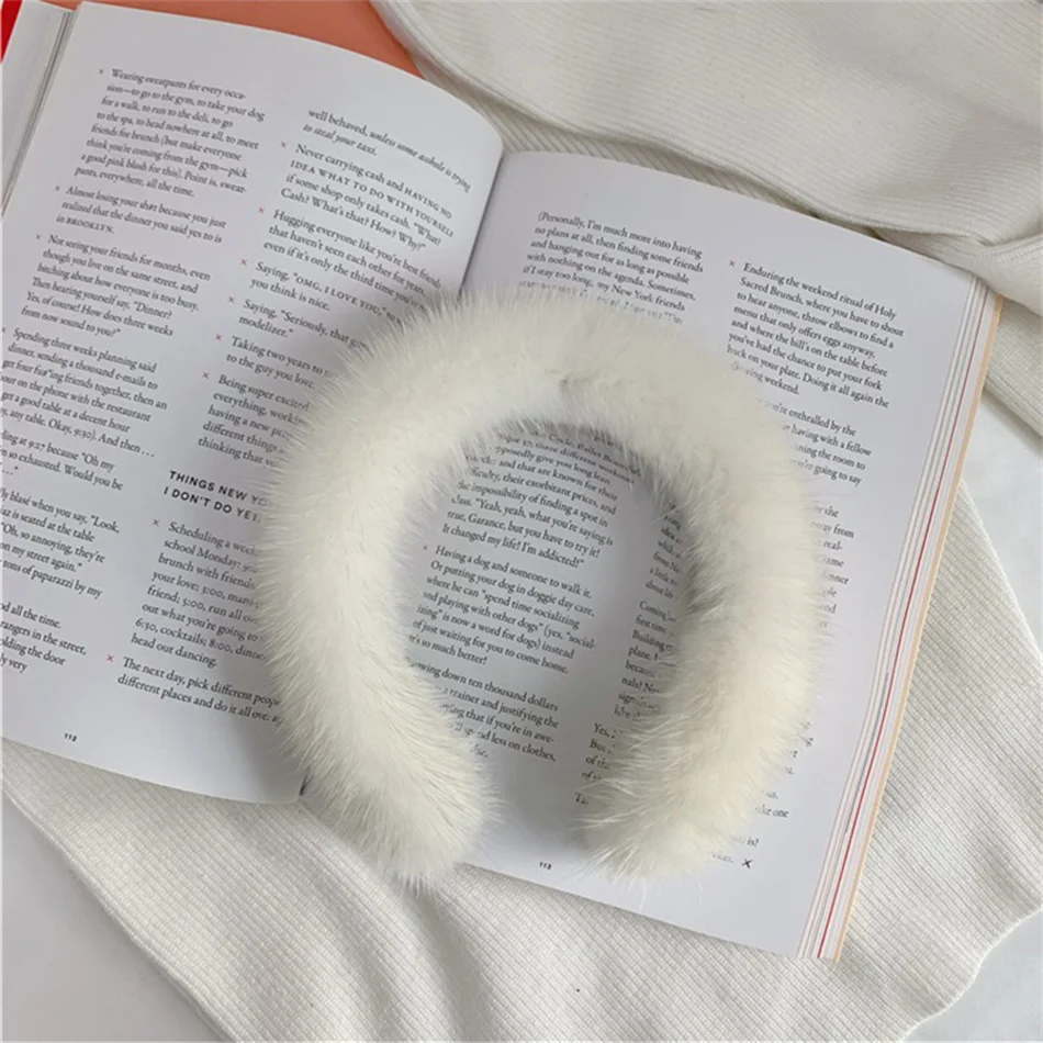 Korean Chic Mink Hair Hoop Internet Celebrity Fur Hair Clip Real Hair Accessories Temperament Fur Wide-Brimmed Headwear Winter