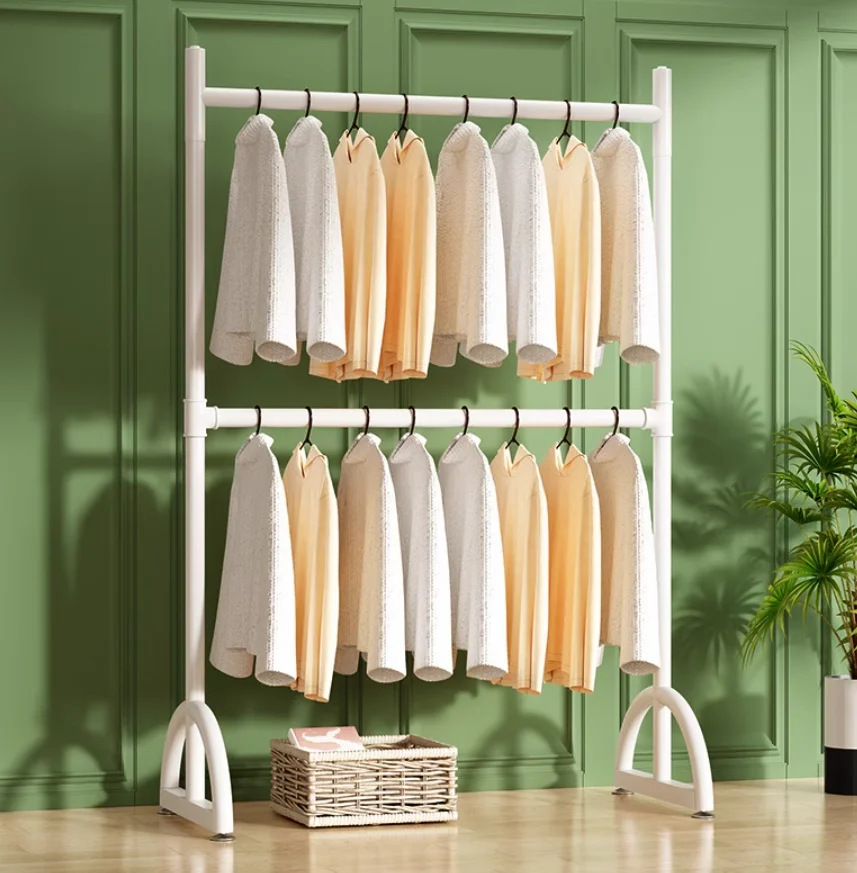 

Double-layer clothing store display rack can be lifted thick and thick floor hangers