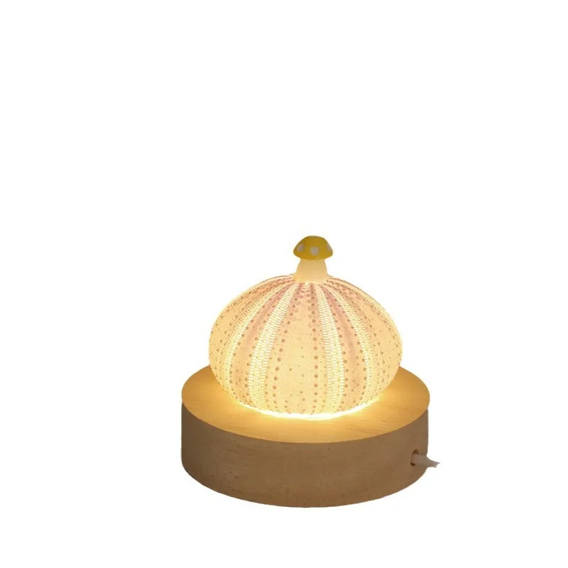 크리 에이 티브 수제 DIY 장난감 쉘 성게 야간 조명 분위기 홈 침실 데스크탑 장식 장식 어린이 선물