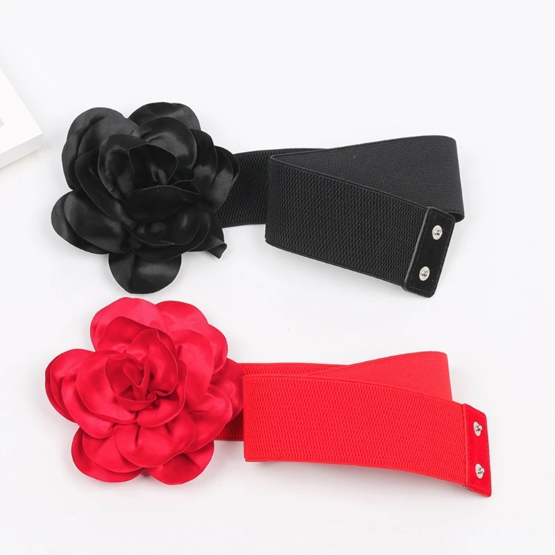 Bloem Elastische Riem Bloem Decoratieve Riem Wijde Jurk Tailleband Rekbare Riem Bloem Taille Riem Voor Jurk Brede Riem