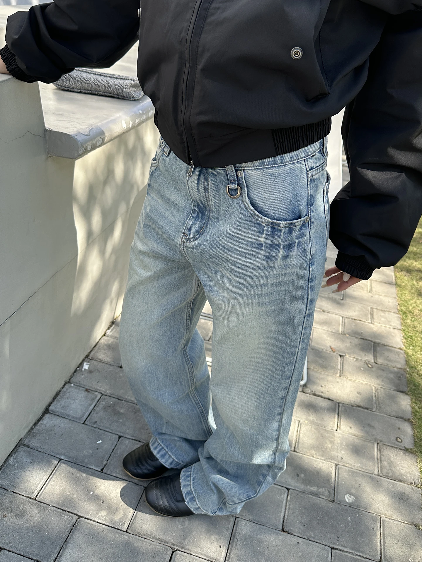 

Ретро-джинсы американского стиля, светло-голубые, женские, свободные, широкие, прямые, повседневные брюки в уличном стиле, весна-осень-зима