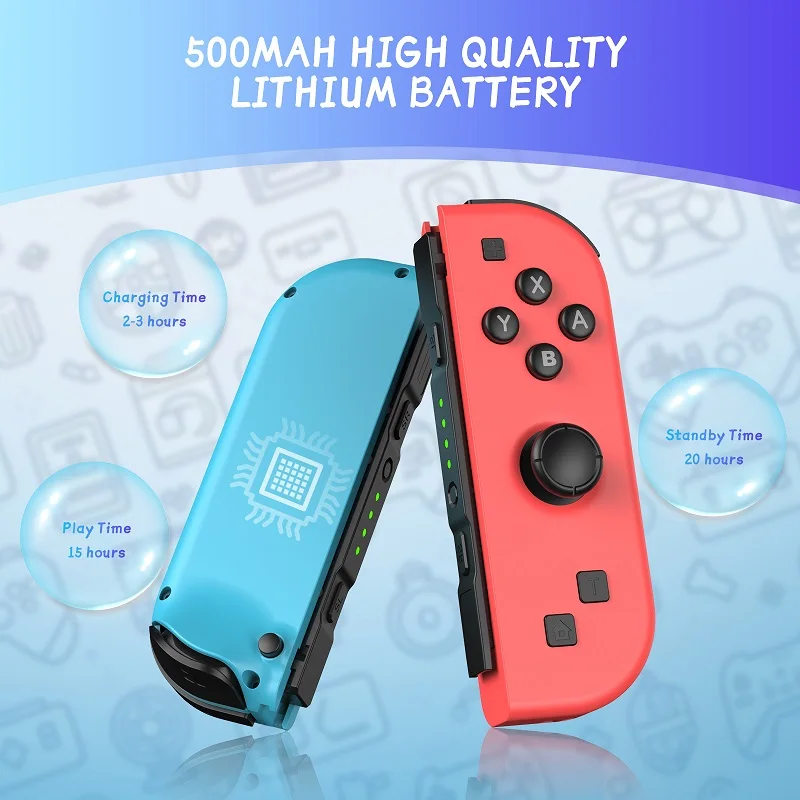 Джойпад для Nintendo Switch, беспроводной контроллер для Joycon/iOS/Android/ПК BT, 6-осевой гироскоп, геймпад, вибрация, турбо-управление, без ремешка