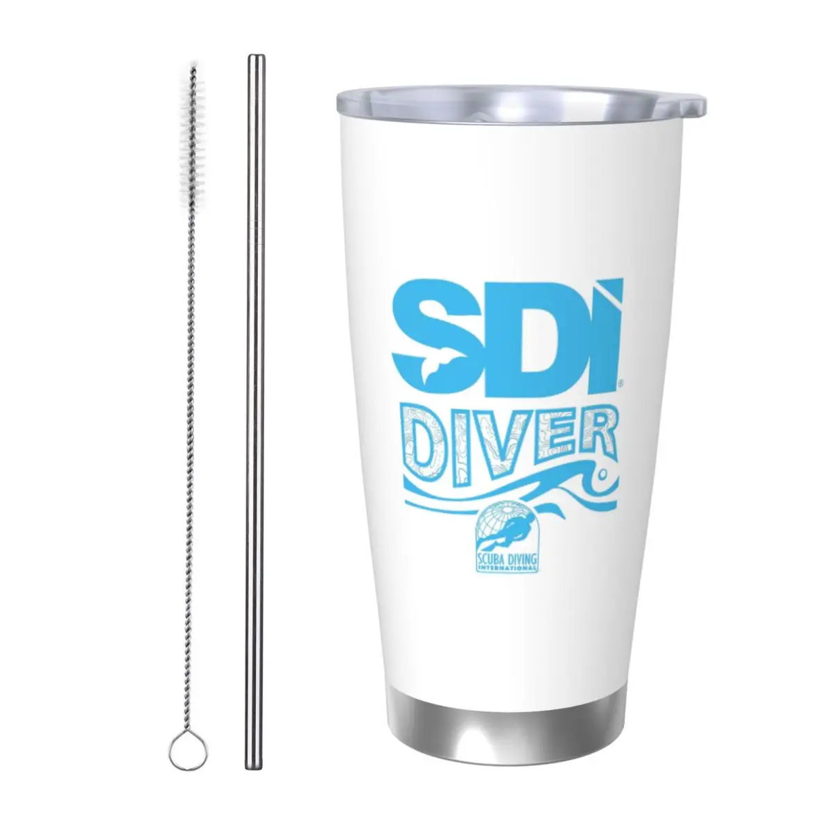 

Подводное плавание International (SDI) Стакан из нержавеющей стали с вакуумной изоляцией, термосоломинки для холодной бутылки с крышкой, 20 унций