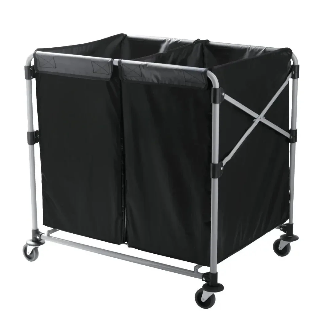 - Commercial Industrial Laundry Cart with Wheels, Steel, Multistream - 2 (4 Bushel) , Black