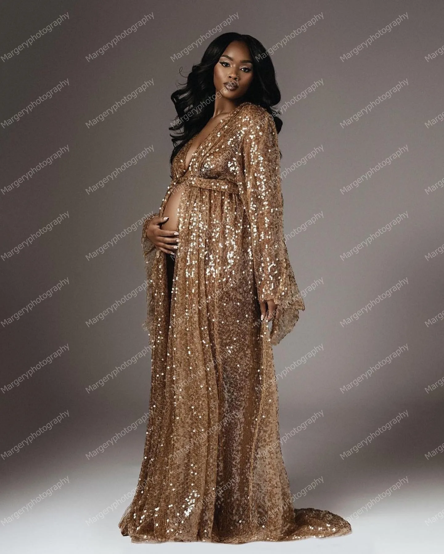 gold sequin maternity dress Carmen Maternity Gown Gold Rush
