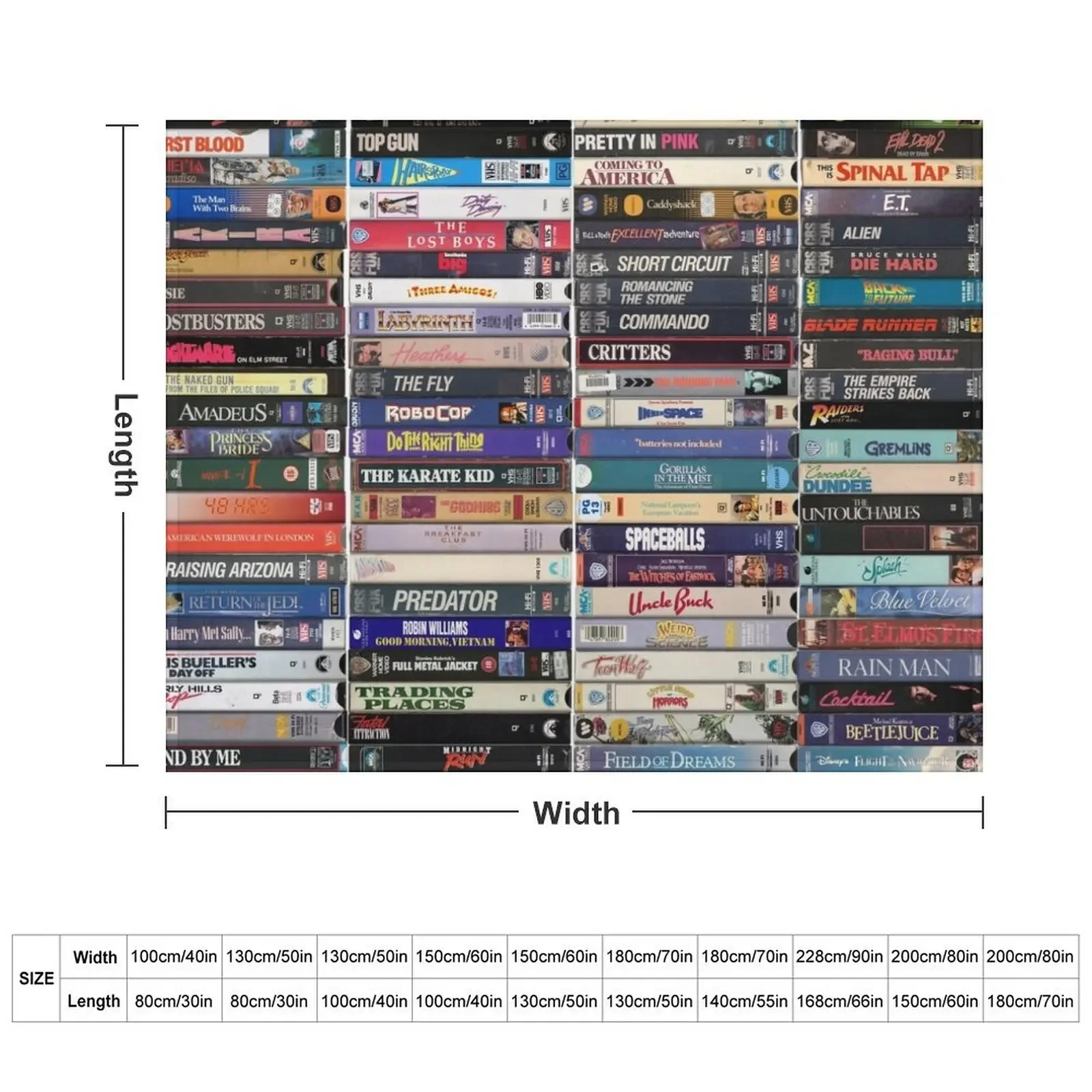 أعظم أفلام في الثمانينيات - بطانيات كاسيت VHS عتيقة من الثمانينيات مطبوعة بطانية ريتروس هدية شخصية محشوة بطانيات سياحية