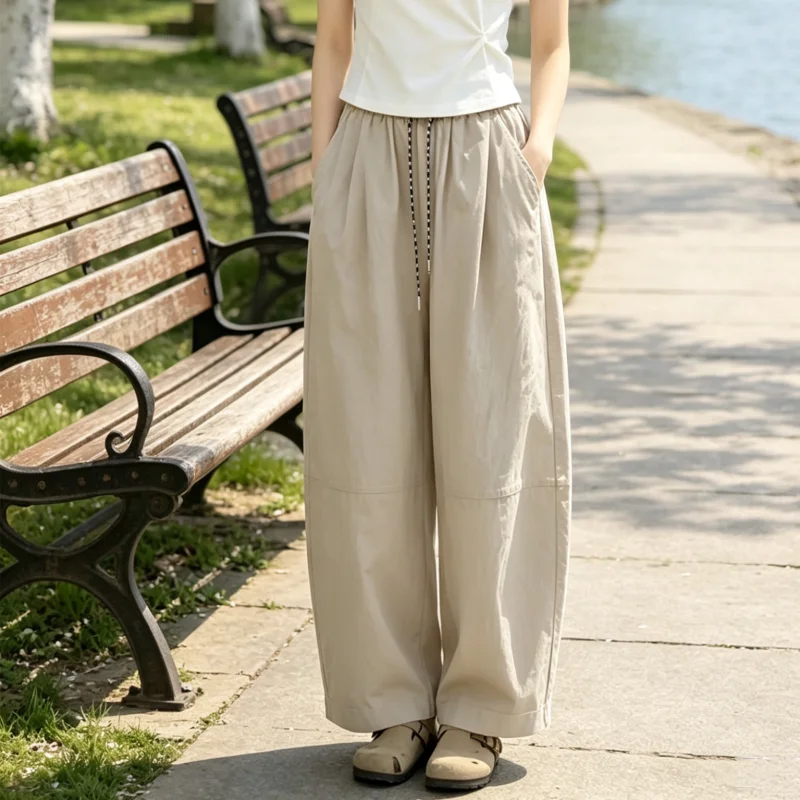 Summer New Style Women's Casual Artistic Nine-Piece Pants Slim Loose Balloon Knife Pants High Waist Polyester Fiber