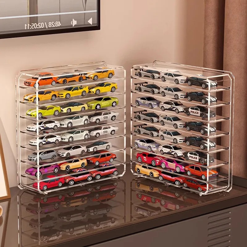 Hot Wheels Car Storage Box Transparent Multi-layer Sports Car Toy Model Organizing Storage Shelf Stationery Holder