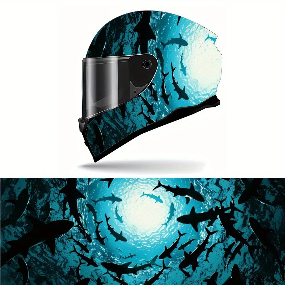 Película Decorativa de Vinil 2D PVC para Capacete de Motocicleta Deep Sea Shark Tide, Adesivo Impermeável Autoadesivo, Filme Decorativo Anti-Risco par