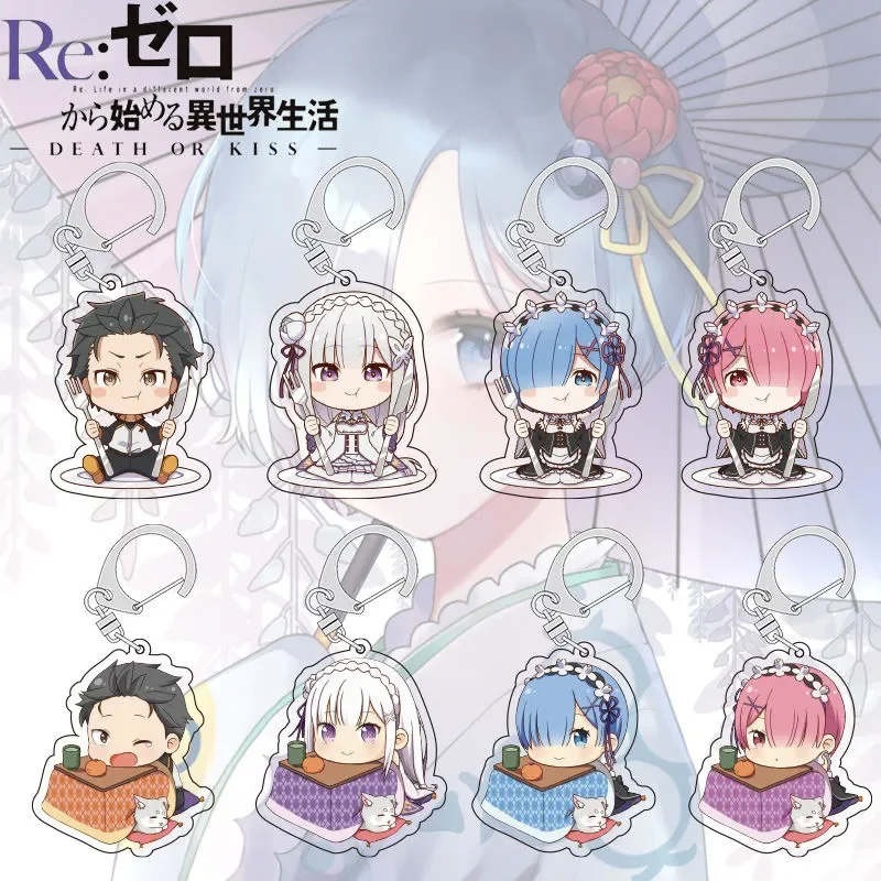 New Re:Life in A Different World From Zero Keychain Emilia Rem Anime Peripheral Cute Originality Delicate Acrylic Pendant