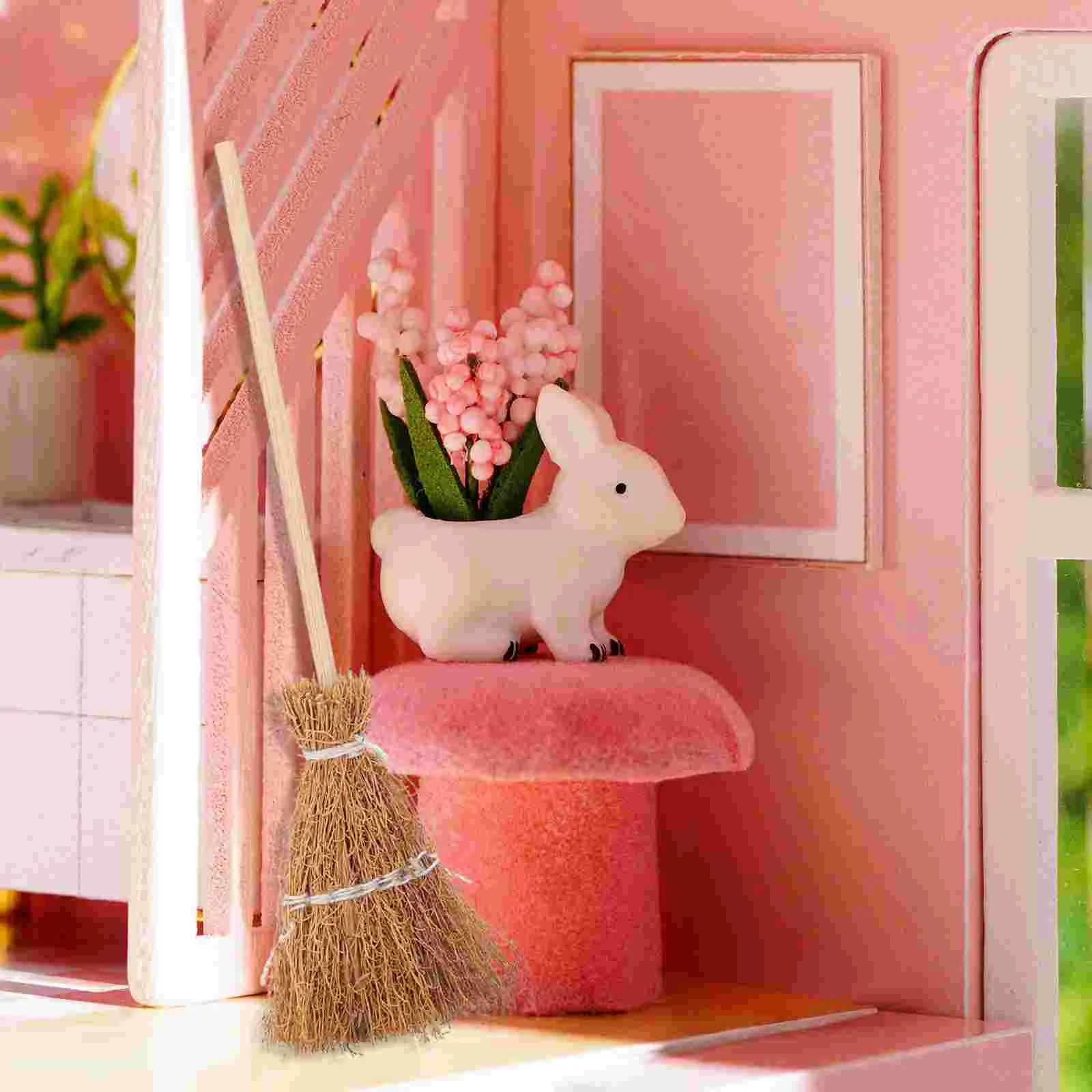 20 Pcs Mini Broom Charm Kids Toys Miniature Brooms Toddler Witch Mop Model Tank Small Home Supplies Straw