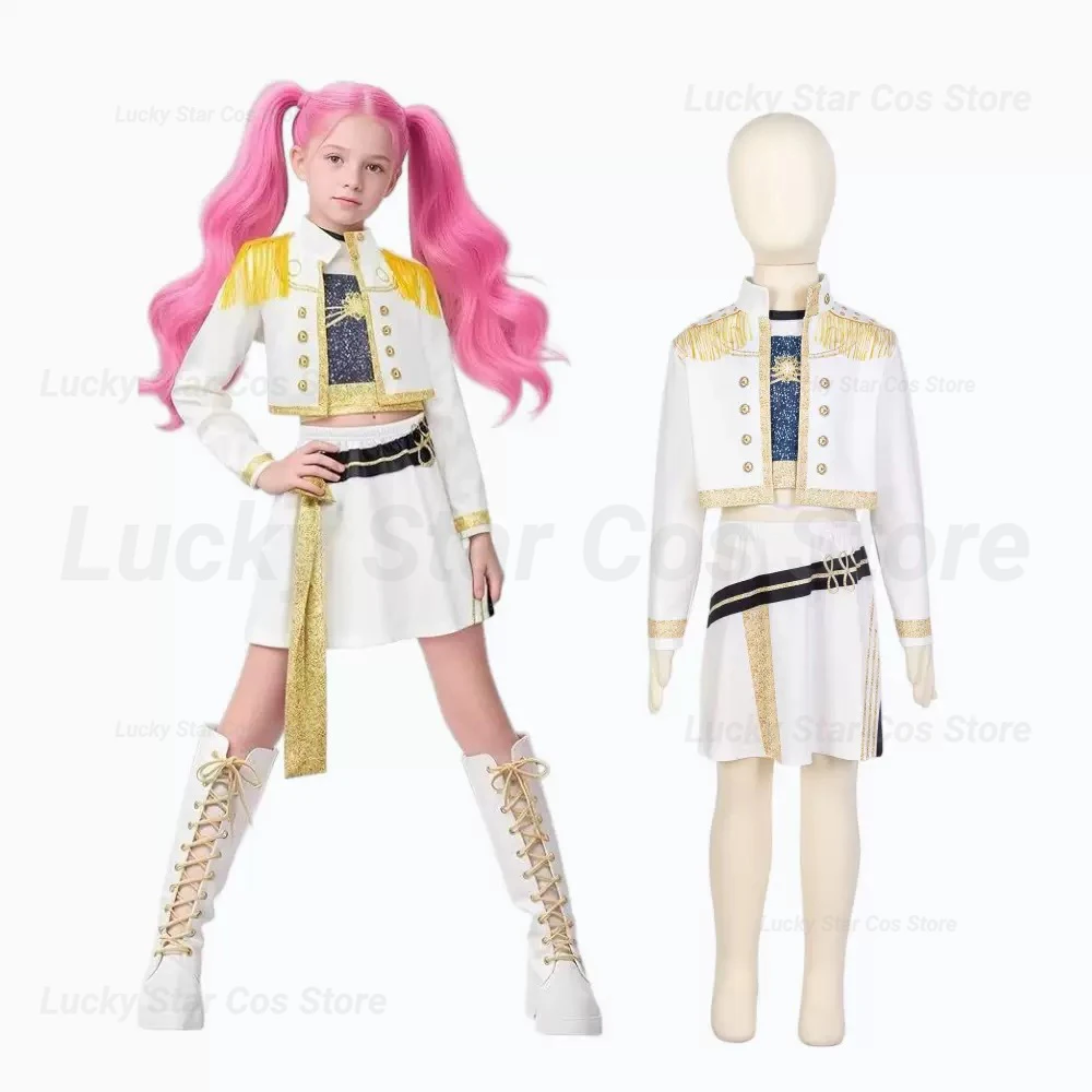 Kids Mira Rumi Zoey Stage Outfits Cosplay Black Costume Girls Uniform Halloween Party Role Playing Printed Fancy Dress Up Suits