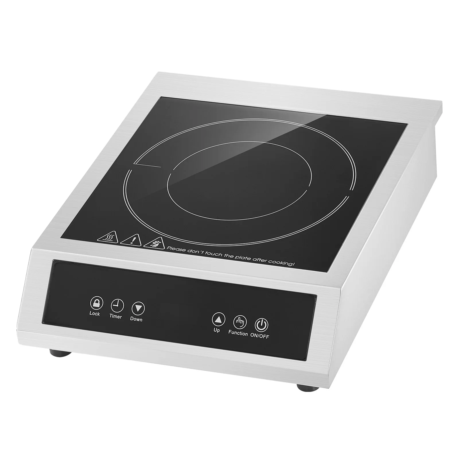 Portable Induction Cooktop, 1800W Commercial Induction Burner with 9 Temperature Settings, Stainless Steel Countertop Induction Hot Plate with 3H Timer, Child Lock, Designed for Restaurant Cooking