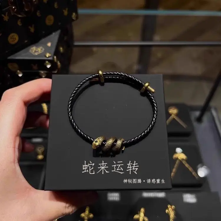 

Новинка 2025, браслет из чистого серебра S925 с черным золотом и дизайном транспортировки спиртовой змеи, универсальные первые украшения