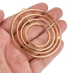 10pcs Stainless Steel 30-60mm Large Circle Ring Gold Plated Charm Bezel Earrings Making Supplies Conectors for Jewelry Wholesale