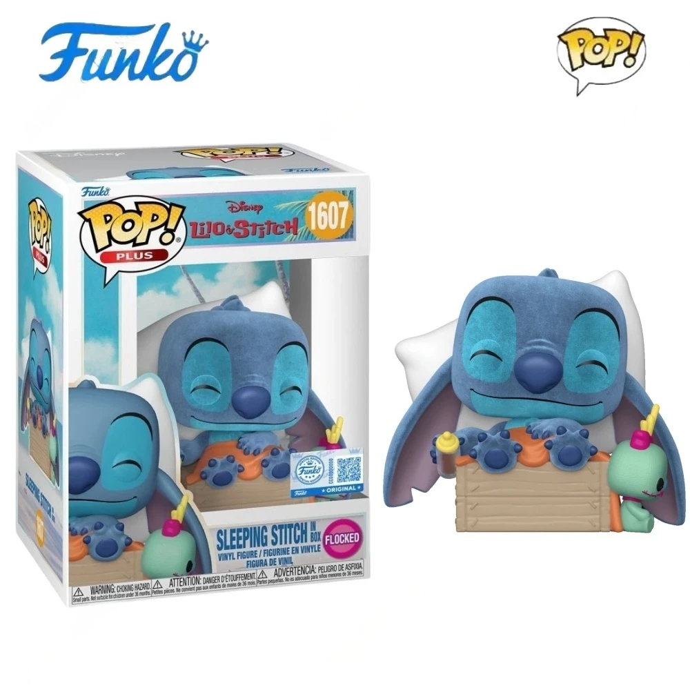 Plus Sleeping Stitch In Box Figure 1607 (Flocked) FUNKO Pop Disney Anime Lilo & Stitch Collectible Limited Edition Toy Gift - Image 5