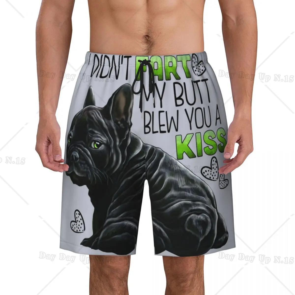 Cute French Bulldog Board Shorts Mens Casual Beach Shorts Briefs Funny Frenchie Pet Quick Dry Swimming Trunks