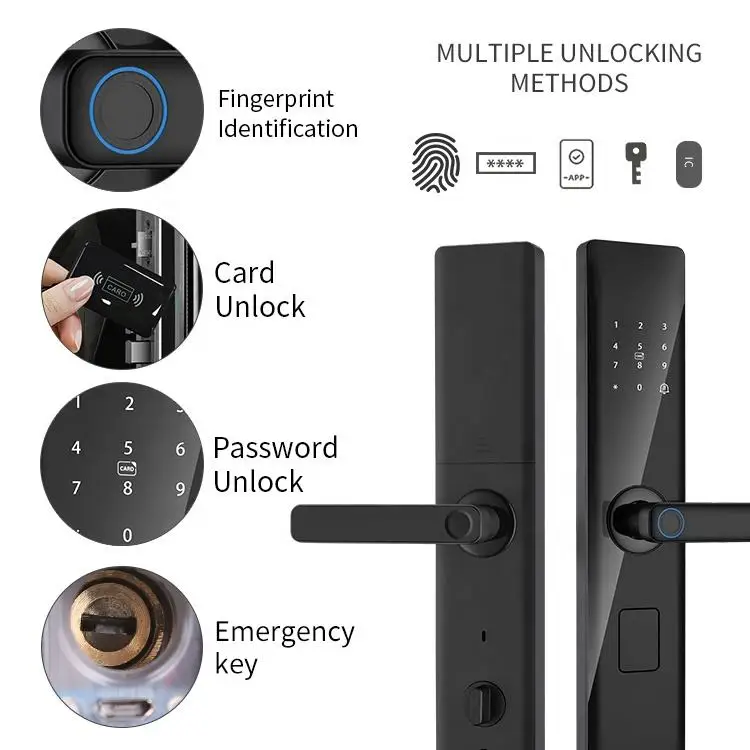 WiFi Smart Lock For Hotel With Tuya Or TTlock Fingerprint And Password Keyless Digital Door Lock For Wooden Doors