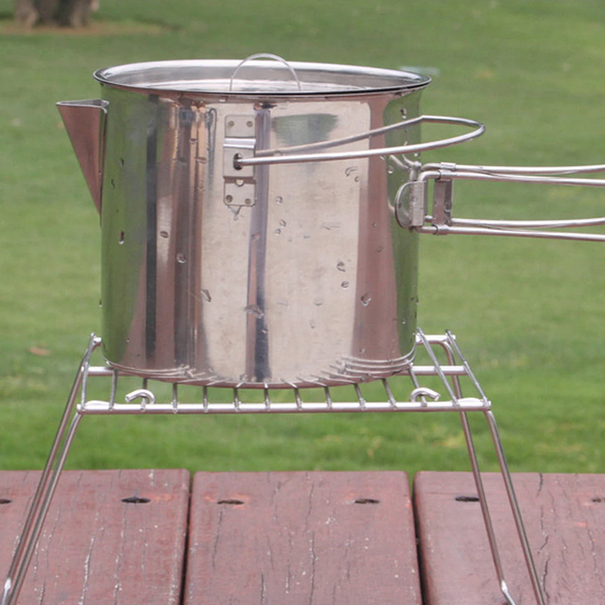 

Stainless Steel Folding Barbecue Grill Portable BBQ Tools Mini Silver Outdoor Camping Patio Large Capacity Easy for Park