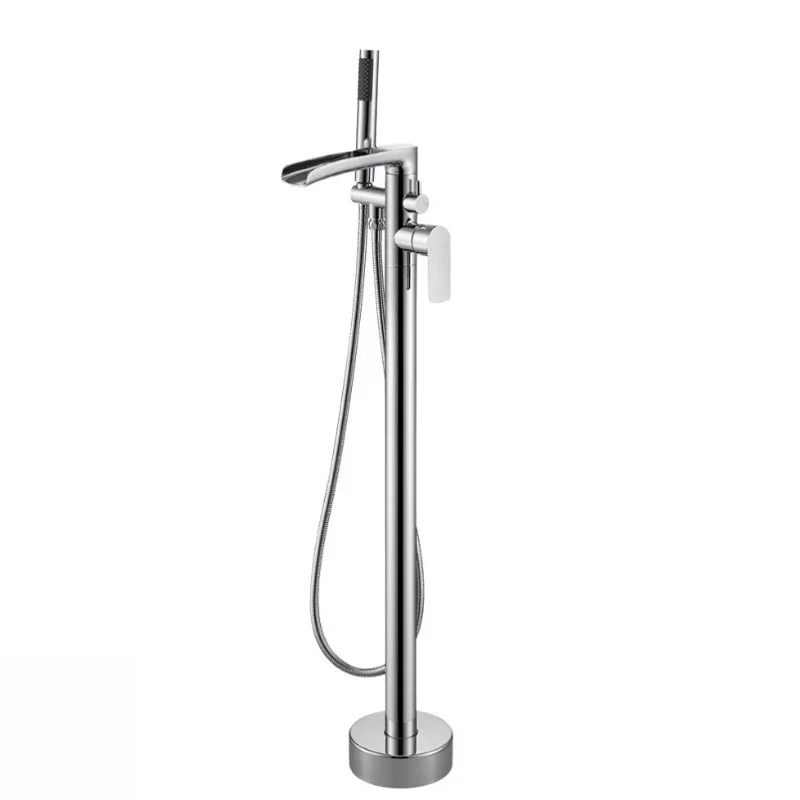 

All-copper hot and cold floor-to-ceiling bathtub faucet Waterfall type water outlet Independent bathtub faucet