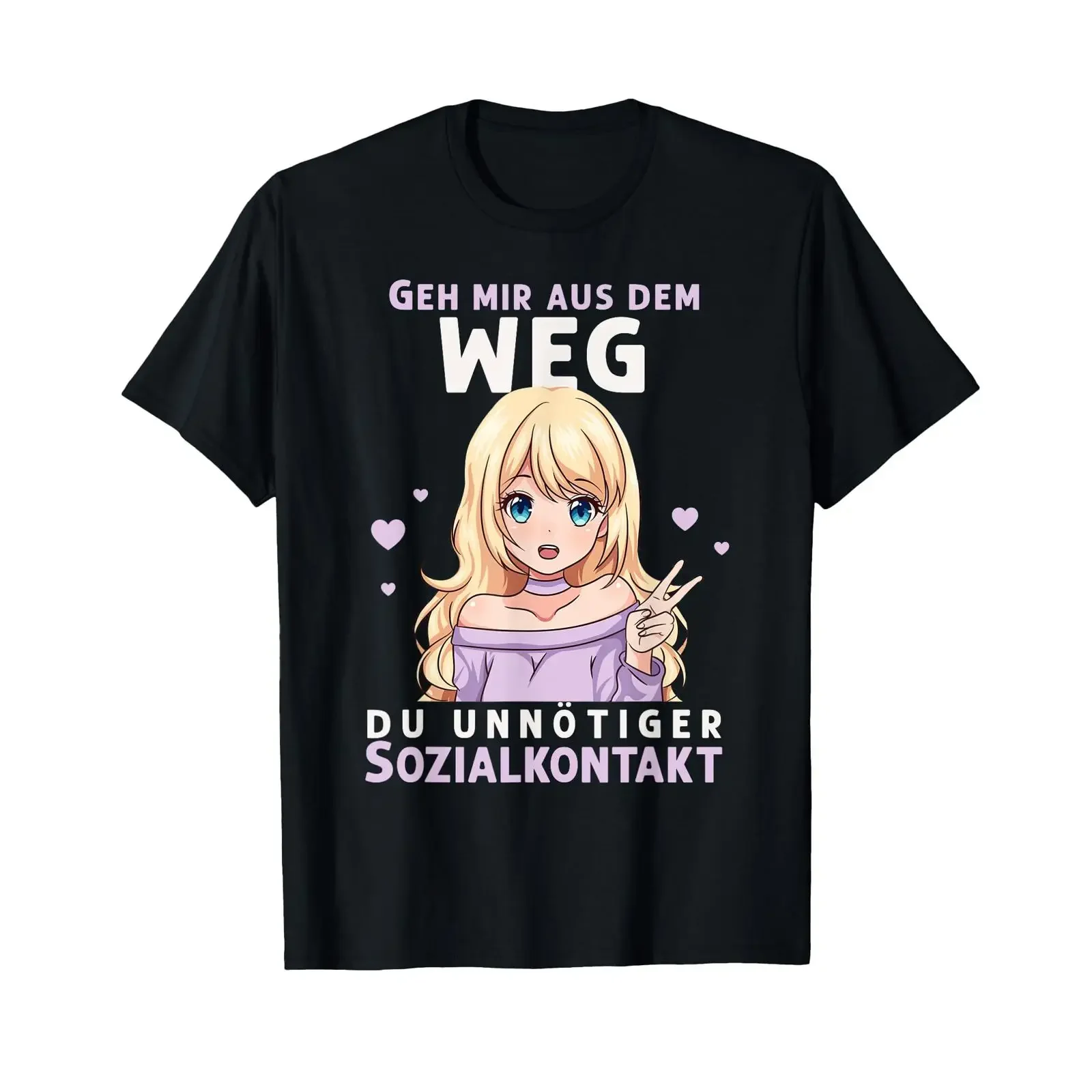 Get out of my way you unnecessary social contact Anime Girl T Shirt vintage Washed Breathable designer clothes fashion