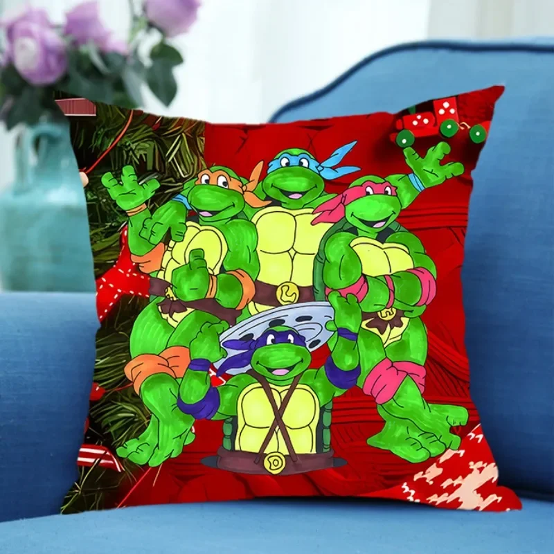 Christmas Teenage Mutant Ninja Turtles Cartoon Pillowcase Festive Decorations Pillowslip Living Room Bedroom Pillow Car Cushion