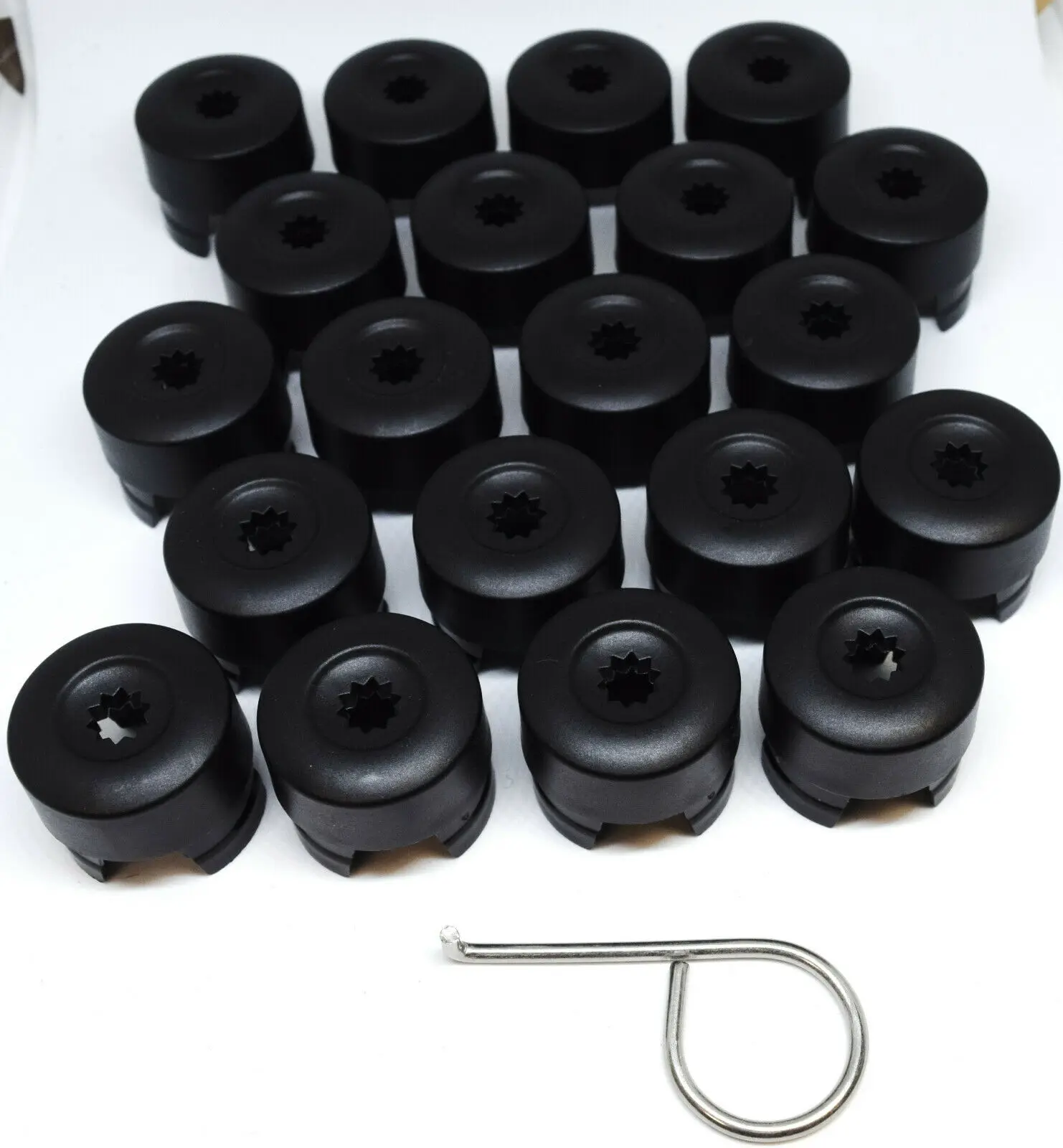 7L6 601 173A 2ZZ 20pcs Black Wheel Lug Bolt Nut Cap Cover + Tool 7L6601173A for VW TRANSPORTER T5 Touareg 2004 - 2016