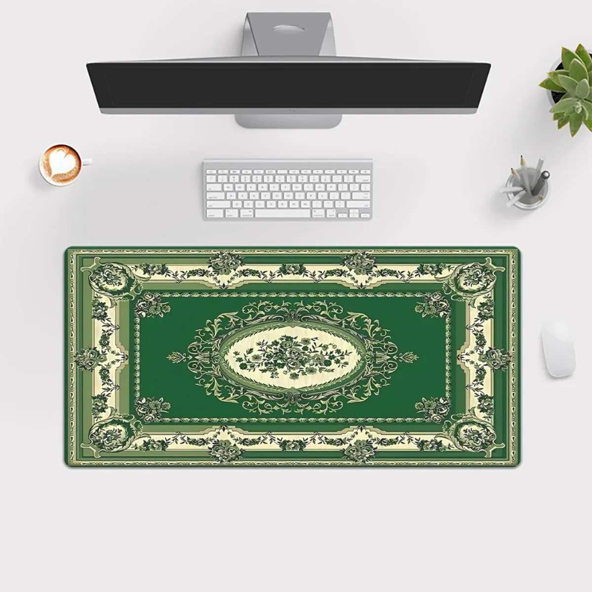 

Зеленый коврик для мыши в богемном стиле с рисунком листьев, противоскользящая резина, прочный и моющийся, качественный компьютерный аксессуар