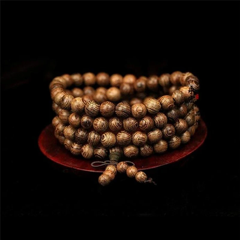 Multilayer 108 Wood Beads Lotus Bracelet Tibetan Buddhist Mala Buddha Charm Rosary Bracelet Yoga Wooden For Women Men Jewelry