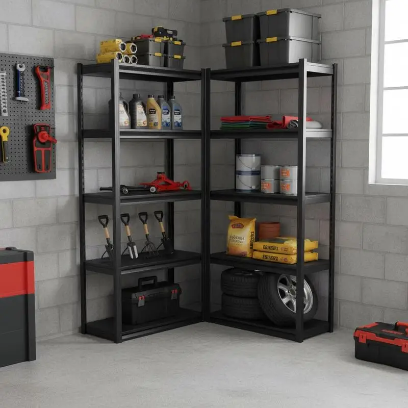 

Metal Storage Rack 16"D x 32"W x 63"H For Garage Kitchen Warehouse, 2000lbs Capacity 5-Tier Adjustable Utility Shelving Black Units