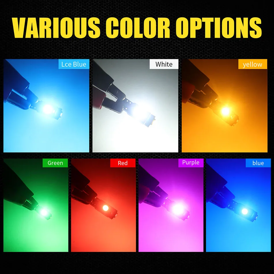 10PCS T5 LED W3W W1.2W 74 286 Super Bright 3030 Lights Wedge Dashboard Gauge Car Warning Indicator Instrument Cluster Lamps Bulb